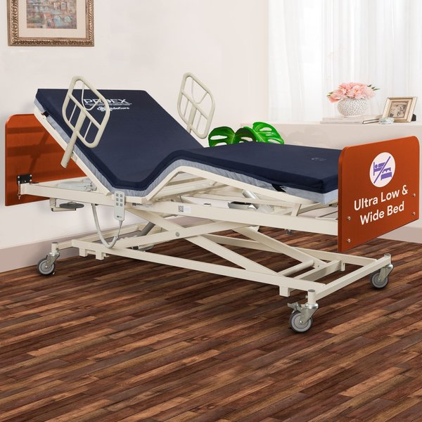 Medacure Ultra Low Hospital Bed, Fully Electric  Amber Cherry MC-ULB42CH